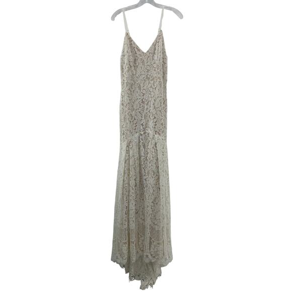Lulus White Floral Lace Mermaid Wedding Dress Cotton Blend Womens Small Preowned - Picture 1 of 6